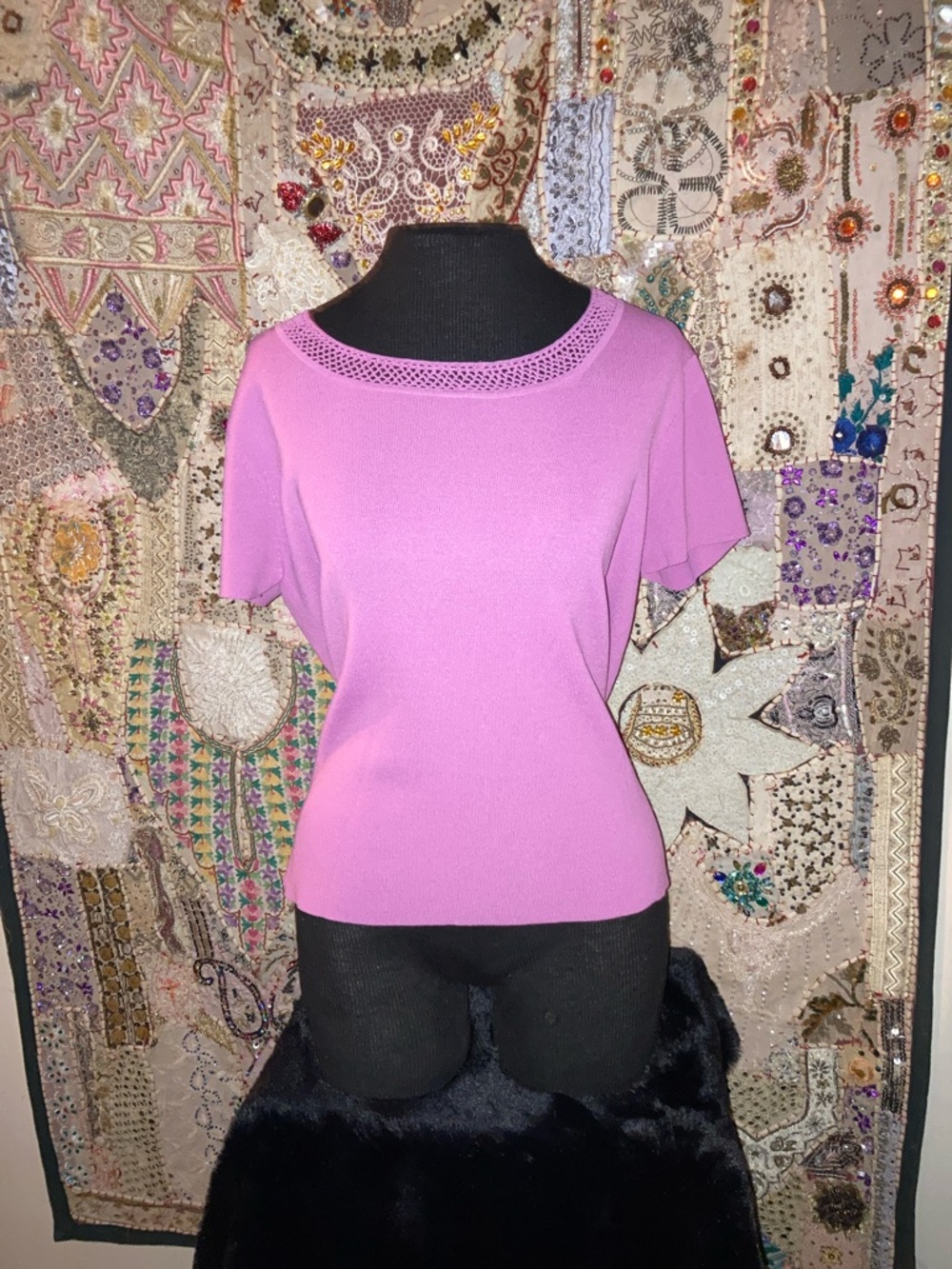 Apostrophe Lavender-Pink Short-Sleeve Knit Top
